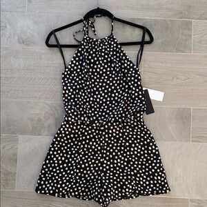 City Studio Black and White Polka Dot Romper